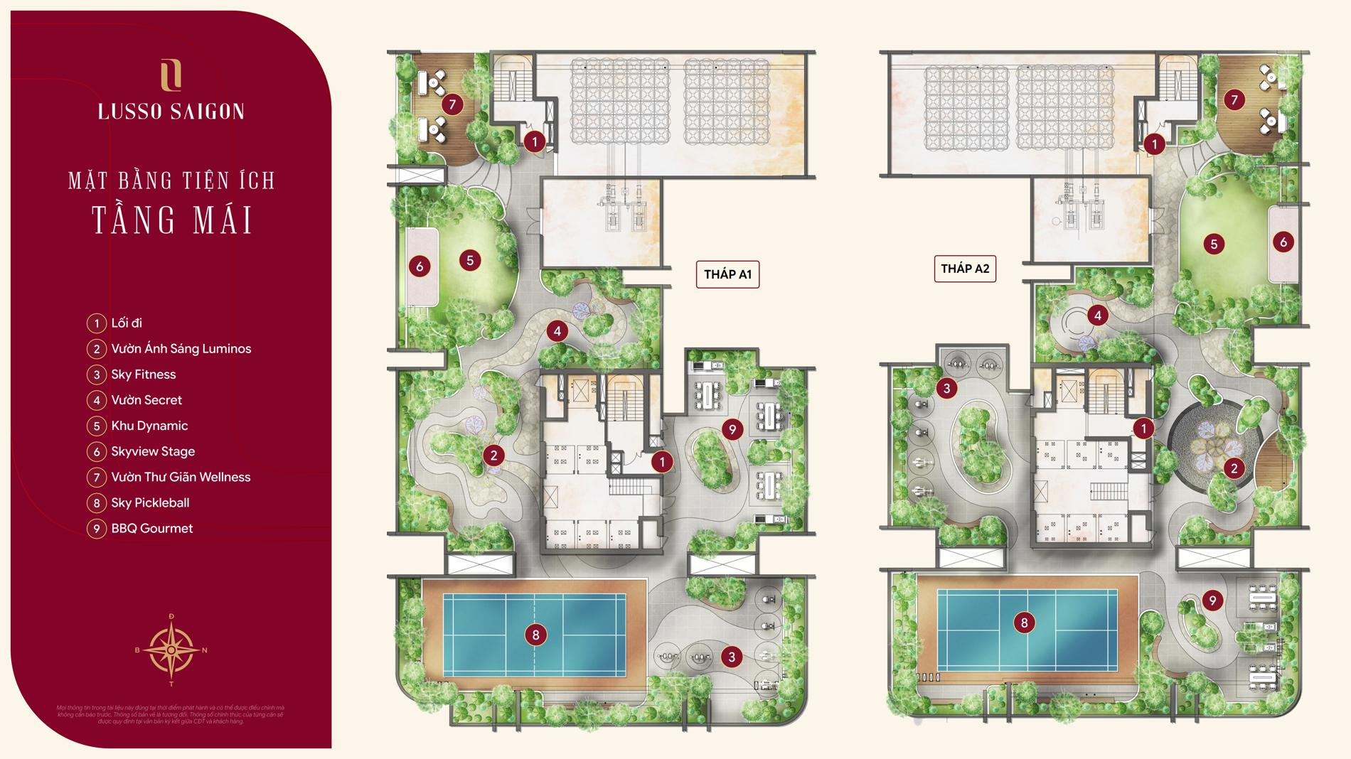 Mặt bằng tầng mái Lusso Saigon